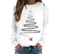 Generico Felpa di Natale Donna Maglione Natale Felpe Invernale Natalizia Sweatshirt Girocollo Elegante Maglia Cotone Pigiama Natale Offerta Felpa Taglie Forti Leggera