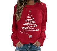 Generico Felpa di Natale Donna Maglione Natale Felpe Invernale Natalizia Sweatshirt Girocollo Elegante Maglia Cotone Pigiama Natale Offerta Felpa Taglie Forti Leggera