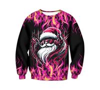 Generico Felpa di Natale Uomo, Felpa Senza Cappuccio Uomo con Stampa 3D novità a Maniche Lunghe Taglie Forti a Maniche Lunghe con Scollo Rotondo Felpa con Cappuccio da Uomo per Inverno