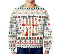 Generico Felpa di Stato Maglione da Uomo Autunno Inverno Natale Sporco Dildo Segreto Casual Allentato Girocollo Maglione Senza Cappuccio Felpa università (White, M)