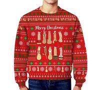 Generico Felpa di Stato Maglione da Uomo Autunno Inverno Natale Sporco Dildo Segreto Casual Allentato Girocollo Maglione Senza Cappuccio Felpa università (Red, XL)