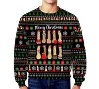 Generico Felpa di Stato Maglione da Uomo Autunno Inverno Natale Sporco Dildo Segreto Casual Allentato Girocollo Maglione Senza Cappuccio Felpa università (Black, M)
