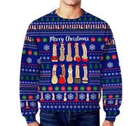 Generico Felpa di Stato Maglione da Uomo Autunno Inverno Natale Sporco Dildo Segreto Casual Allentato Girocollo Maglione Senza Cappuccio Felpa università (Blue, XXXL)