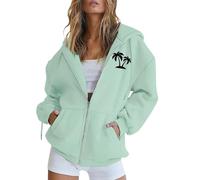 Generico Felpa Donna con Cappuccio e Zip Giacca Sportiva Leggero Hoodie Cotone Manica Lunga Sweatshirt Aperto Tasche Cerniera Felpe Casual Classico Primavera Autunno Hoodie Donna Correre al Mattino