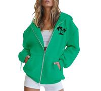 Generico Felpa Donna con Cappuccio e Zip Giacca Sportiva Leggero Hoodie Cotone Manica Lunga Sweatshirt Aperto Tasche Cerniera Felpe Casual Classico Primavera Autunno Felpe Correre al Mattino