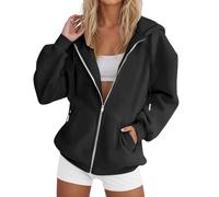 Generico Felpa Donna con Cappuccio Giacca Sportiva Leggero Hoodie Manica Lunga Sweatshirt con Tasche E Cerniera Felpe Casual Classico Pile Donna Montagna Vita Stretta Che Slancia La Figura