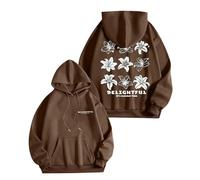 Generico Felpa Donna con Cappuccio Solid Color da Zip Puff Felpe Scollo Rotondo E Spacco Laterale Autunno Allentata Casual Streetwear