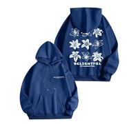 Generico Felpa Donna con Cappuccio Solid Color da Zip Puff Felpe Scollo Rotondo E Spacco Laterale Autunno Allentata Casual Streetwear