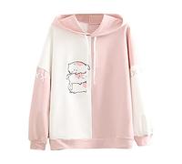 Generico Felpa Donna con Cappuccio Stampa Casual di 3D Cartoon Hoodie Personalizzata Super Soft Touch Scollo Rotondo E Spacco Laterale Tasche Adolescenti attività All'Aperto