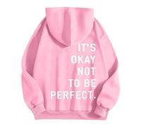 Generico Felpa Donna con Cappuccio Stampa Schiena It's Ok Not To Be Perfect per Salute Mentale e Comfort(XL)