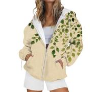 Generico Felpa Donna con Cappuccio Zip Up Manica Lunga Aperto Classico Felpe Giacca Comode Sweatshirt con Zip Oversize Hoodie Cappotto con Tasca Sportiva Pullover Primavera Autunno