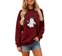 Generico Felpa Donna con Collo Rotondo Maniche Lunghe E Stampa Fantasma | Pullover Dai Polsini A Costine, Maglione Festivo, Maglia Illustrativo, Maglioncino Scherzoso, Per Serate Tematiche