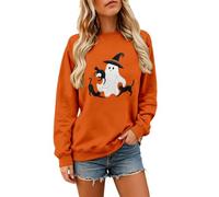 Generico Felpa Donna con Collo Rotondo Maniche Lunghe E Stampa Fantasma | Pullover Dai Polsini A Costine, Maglione Festivo, Maglia Illustrativo, Maglioncino Scherzoso, Per Serate Tematiche