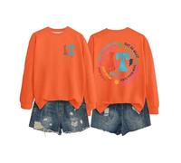 Generico Felpa Donna con Stampa Testo Colorato Its Okay Hard Days Collo Tondo Manica Lunga Maglione Design Artistico(Orange, XXL)