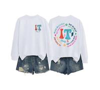 Generico Felpa Donna con Stampa Testo Colorato Its Okay Hard Days Collo Tondo Manica Lunga Maglione Design Artistico(White, L)