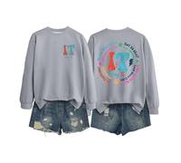 Generico Felpa Donna con Stampa Testo Colorato Its Okay Hard Days Collo Tondo Manica Lunga Maglione Design Artistico(Grey, S)