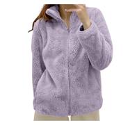 Generico Felpa Donna Invernale Caldo con Cerniera - Giacca da Camera Corta in Pile Senza Cappuccio - Cappotto Peluche Giubbotto Comoda Tinta Unita