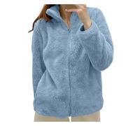 Generico Felpa Donna Invernale Caldo con Cerniera Giacca da Camera Corta Pile Senza Cappuccio Tinta Unita Cappotto Peluche Giubbotto Comoda
