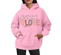 Generico Felpa Donna San Valentino Stampa Let all That You Do Be Done in Love con Cappuccio per Occasioni Romantiche e Speciali Top(M)