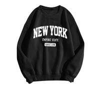 Generico Felpa Donna Senza Cappuccio con Design Lettere Fodera Pelliccia Caldo Quality(Black, M)