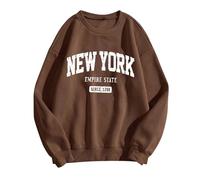 Generico Felpa Donna Senza Cappuccio con Design Lettere Fodera Pelliccia Caldo Quality(Brown, XXL)