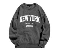 Generico Felpa Donna Senza Cappuccio con Design Lettere Fodera Pelliccia Caldo Quality(Dark Gray, XL)