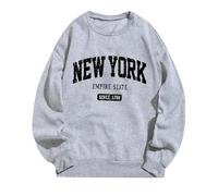 Generico Felpa Donna Senza Cappuccio con Design Lettere Fodera Pelliccia Caldo Quality(Grey, L)