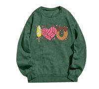 Generico Felpa Donna Senza Cappuccio con Stampa Io Ti Amo Moda Casual Manica Lunga Scollo Rotondo Pullover Morbido e Romantico(Dark Green, XXL)