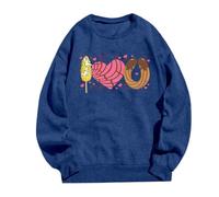 Generico Felpa Donna Senza Cappuccio con Stampa Io Ti Amo Moda Casual Manica Lunga Scollo Rotondo Pullover Morbido e Romantico(Blue, M)