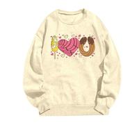 Generico Felpa Donna Senza Cappuccio con Stampa Io Ti Amo Moda Casual Manica Lunga Scollo Rotondo Pullover Morbido e Romantico(Beige, XL)