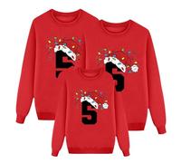 Generico Felpa Donna Senza Cappuccio con Stampa Numero 5 per Figlio Moda Casual Manica Lunga Scollo Rotondo Pullover Morbido e Divertente per Figli(Red, M)