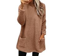 Generico Felpa Donna Senza Cappuccio Fleece Girocollo Calda Manica Lunga