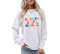 Generico Felpa Donna Senza Cappuccio Maglione Girocollo Post Parto Tshirt Neonatale Pullover Travaglio Nascita (White, XL)