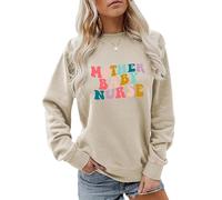 Generico Felpa Donna Senza Cappuccio Maglione Girocollo Post Parto Tshirt Neonatale Pullover Travaglio Nascita (Khaki, XXL)