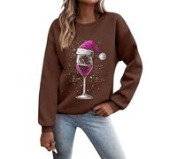 Generico Felpa Donna Senza Cappuccio Natale, Felpa Donna Senza Cappuccio Girocollo Taglie Forti Elegante Felpa Natale Maglione Invernale Curvy Stampa Senza Cappuccio Sweatshirt per Il Tempo Libero