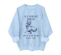 Generico Felpa Donna Senza Cappuccio Stampa Procione Manica Lunga Morbida Confortevole per Autunno Inverno Top Loose(Sky Blue, XXL)