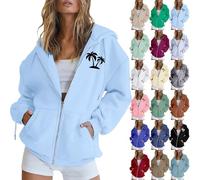 Generico Felpa Donna Zip Hoodie Tasche - Pile Maglione Manica Lunga Giacca Cappuccio - Abito Ideale Primavera Estate Autunno Inverno Stagione Cardigan Donna con Zip Correre al Mattino