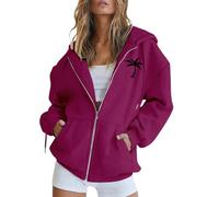 Generico Felpa Donna Zip Hoodie Tasche - Pile Maglione Manica Lunga Giacca Cappuccio - Abito Ideale Primavera Estate Autunno Inverno Stagione Felpa da Donna Correre al Mattino
