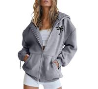 Generico Felpa Donna Zip Hoodie Tasche - Pile Maglione Manica Lunga Giacca Cappuccio - Abito Ideale Primavera Estate Autunno Inverno Stagione Trekking Donna Correre al Mattino