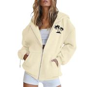 Generico Felpa Donna Zip Hoodie Tasche - Pile Maglione Manica Lunga Giacca Cappuccio - Abito Ideale Primavera Estate Autunno Inverno Stagione Felpa Estiva Donna Difficile da Deformare