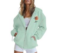 Generico Felpa Donna Zip Hoodie Tasche - Pile Maglione Manica Lunga Giacca Cappuccio - Abito Ideale Primavera Estate Autunno Inverno Stagione Felpa Leggera Donna con Zip Correre al Mattino