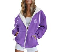 Generico Felpa Donna Zip Hoodie Tasche - Pile Maglione Manica Lunga Giacca Cappuccio - Abito Ideale Primavera Estate Autunno Inverno Stagione Felpe Donna Difficile da Deformare