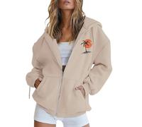 Generico Felpa Donna Zip Hoodie Tasche - Pile Maglione Manica Lunga Giacca Cappuccio - Abito Ideale Primavera Estate Autunno Inverno Stagione Essential Felpa Correre al Mattino
