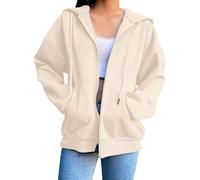 Generico Felpa Donna Zip Hoodie Tasche - Pile Maglione Manica Lunga Giacca Cappuccio - Abito Ideale Primavera Estate Autunno Inverno Stagione Felpa Felpata Donna Correre al Mattino