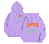 Genérico Felpa Jesus Felpe Uomo con Cappuccio Stampa Reversibile Lettera Felpe Uomo con Tasche Taglia Grande Cappuccio con Coulisse Top Uomo Casual All'aperto, Viola, XXL