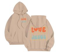 Genérico Felpa Jesus Felpe Uomo con Cappuccio Stampa Reversibile Lettera Felpe Uomo con Tasche Taglia Grande Cappuccio con Coulisse Top Uomo Casual All'aperto, Kaki, XXXL