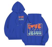 Genérico Felpa Jesus Felpe Uomo con Cappuccio Stampa Reversibile Lettera Felpe Uomo con Tasche Taglia Grande Cappuccio con Coulisse Top Uomo Casual All'aperto, blu, S