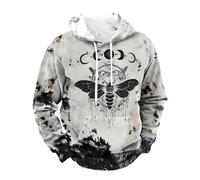 Genérico Felpa Medievale Mitologia Nordica Abbigliamento da Strada Stampa Felpa Retrò Medievale per Uomo Maglione con Cappuccio Europeo Medioevo Maglione Casual e Vintage, grigio chiaro, L