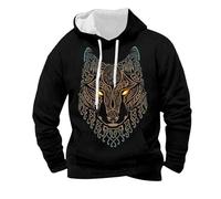 Genérico Felpa Medievale Mitologia Nordica Abbigliamento da Strada Stampa Felpa Retrò Medievale per Uomo Maglione con Cappuccio Europeo Medioevo Maglione Casual e Vintage, H, nero, S