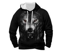 Genérico Felpa Medievale Mitologia Nordica Abbigliamento da Strada Stampa Felpa Retrò Medievale per Uomo Maglione con Cappuccio Europeo Medioevo Maglione Casual e Vintage, A nero, XXXL